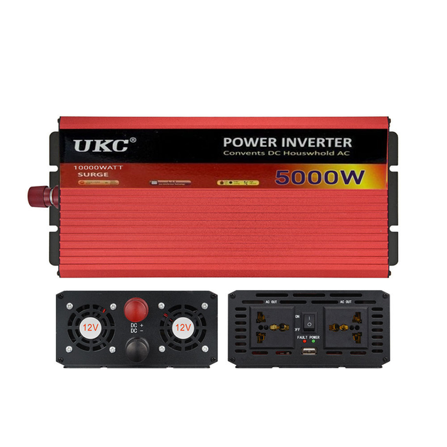 Преобразователь напряжения 12/220 UKC Power Inverter 5000ВТ, USB, 2 розетки, охлаждение, защита от перегрузки - изображение 4