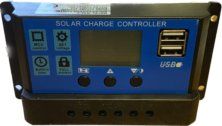 Контроллер заряда солнечной батареи W88-C 30А 2USB ШИМ 12/24В