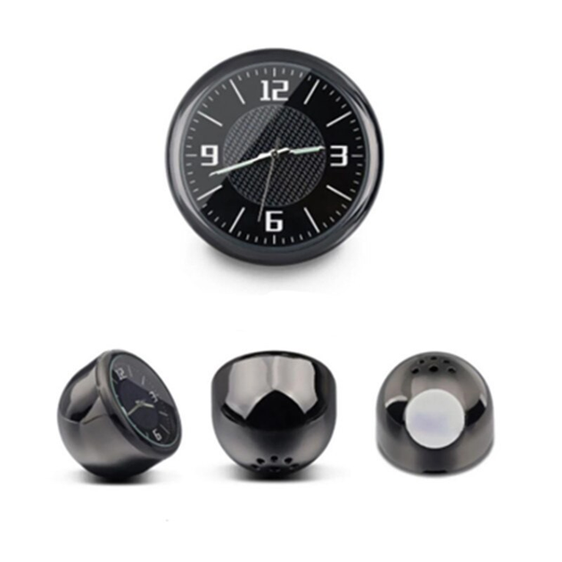 Часы автомобильные на батарейке мини 40*40мм мини черные Autoexpect ...
