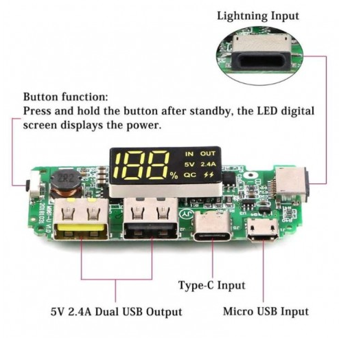 ПЛАТА КОНТРОЛЛЕР H961-U V6.0 ДЛЯ POWERBANK С LED ДИСПЛЕЕМ, USB, 5В, 2А - Фото 4 ПЛАТА КОНТРОЛЛЕР H961-U V6.0 ДЛЯ POWERBANK С LED ДИСПЛЕЕМ, USB, 5В, 2А - изображение 4