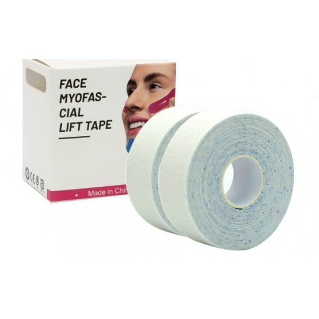 Тейп Кинезио 2,5 см, кинезиологическая лента для лица, Kinesiology Tape, 2,5 см, упаковка 2 шт, Белый - изображение 1