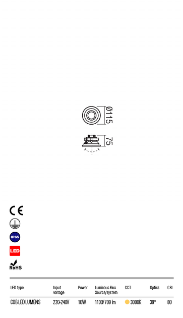 Вбудований вуличний світильник XENO INCAS LED COB 10W IP65 DG 3000K (5.1.2) Redo 9585 - зображення 3