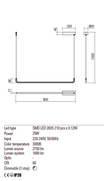 Підвісний світильник Redo BALANCE SU LED 25W 2800-3200K MBK (4.1.2) 01-2461 - зображення 3