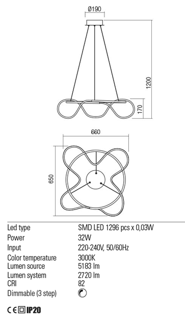 Підвісний світильник Redo CORRAL SU LED 40W D700 3000K MAT GOLD (4.1.2) 01-2110 - зображення 3