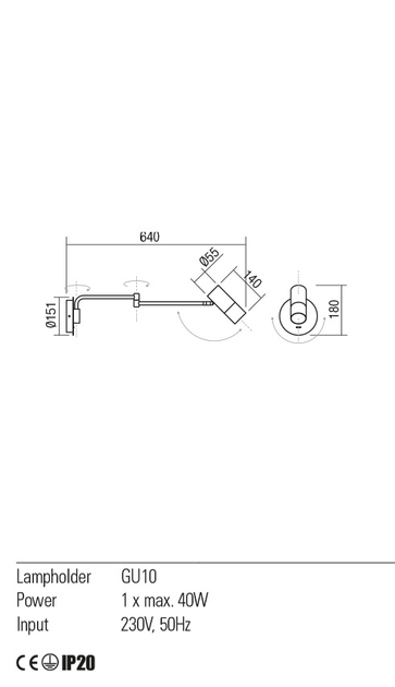 Бра Redo&nbsp;PIVOT AP 1xGU10 WH (4.1.1) 01-2368 - изображение 3
