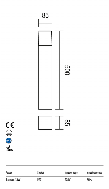 Стовпчик TOGO ST50 E27 1X13W IP44 DG (5.1.1) Redo 9266 - изображение 4