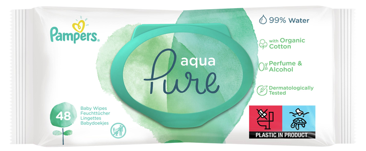 Chusteczki dla niemowląt Pampers Aqua Pure 48 szt. (8001090603326) - obraz 2