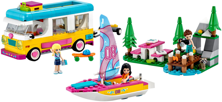 Zestaw klocków Lego Friends Leśny mikrobus kempingowy i żaglówka 487 elementów (41681) - obraz 2