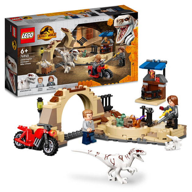 Zestaw klocków LEGO Jurassic World Atrociraptor: pościg na motocyklu 169 elementów (76945) - obraz 2