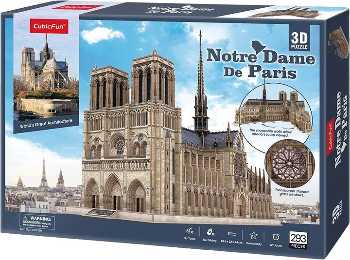 Puzzle 3D CubicFun Notre Dame de Paris otwarcie (MC260h) (6944588202606) - obraz 2