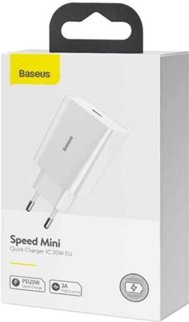 Baseus Speed ​​​​Mini Szybka ładowarka 1C 20W EU biała (CCFS-SN02) - obraz 7