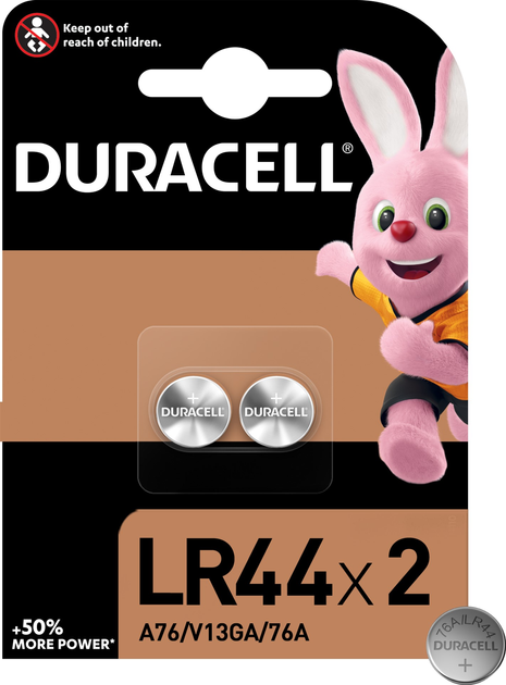 Лужна батарейка Duracell Specialty 1.5 В LR44 76A / A76 / V13GA 2 шт (5000394504424) - зображення 1