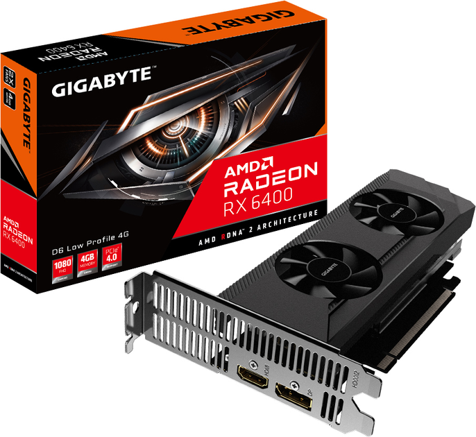 Відеокарта Gigabyte PCI-Ex Radeon RX 6400 D6 Low Profile 4G 4GB GDDR6 (64bit) (2321/16000) (HDMI, DisplayPort) (GV-R64D6-4GL) - зображення 6