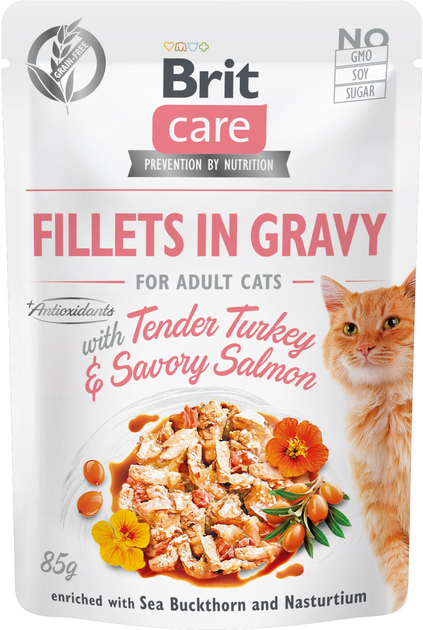 Mokra karma dla kotów BRIT Care Cat pouch z indykiem i łososiem - saszetka 85 g (8595602540501) - obraz 1