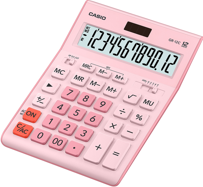 Kalkulator Casio 12 cyfr 155x209x34,5 (GR-12C-PK-W-EP) - obraz 1