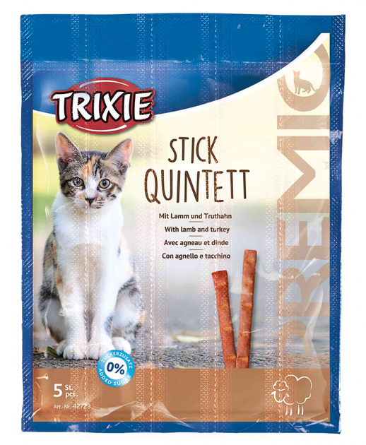Smakołyk dla kotów TRIXIE Premio 42723 Premio Quadro-Sticks jagnięciną i indykiem 5 szt. x 5 g (4011905427232) - obraz 2