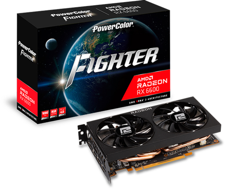 Відеокарта Powercolor PCI-Ex Radeon RX 6600 Fighter 8GB GDDR6 (128bit) (2044/17500) (HDMI, 3 х DisplayPort) (AXRX 6600 8GBD6-3DH) - зображення 5