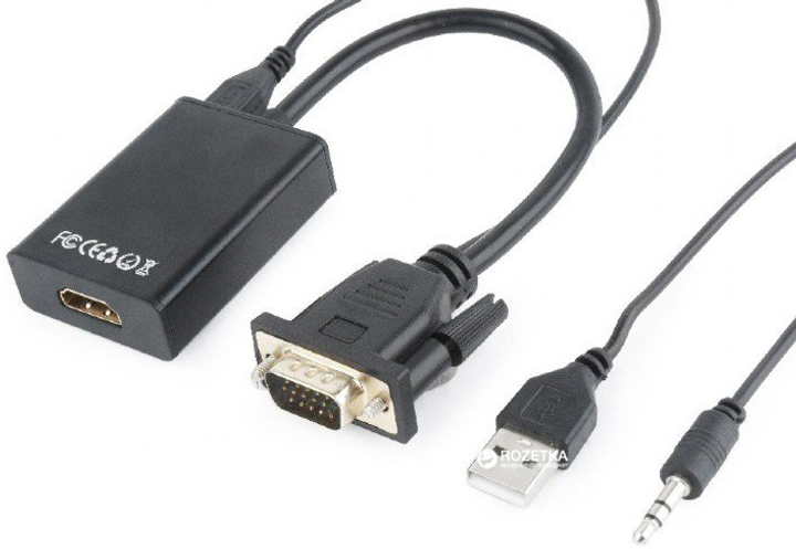 Adapter Cablexpert HDMI - VGA + USB 0,15 m (A-VGA-HDMI-01) - obraz 2