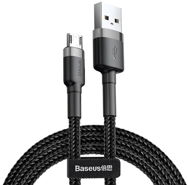 Baseus Cafule Kabel USB do Micro 2.4A 0.5 m Szary/Czarny (CAMKLF-AG1) - obraz 1