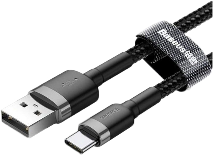 Кабель Baseus Cafule Cable USB for Type-C 3A 0.5 м Gray/Black (CATKLF-AG1) - зображення 2