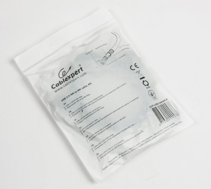 Cablexpert 2 x USB 2.0 Typ-A 1,8 m Czarny (CCP-USB2-AMAM-6) - obraz 3