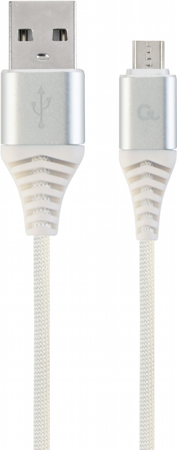 Kabel Cablexpert USB - MicroUSB 1 m Srebrny/Biały (CC-USB2B-AMmBM-1M-BW2) - obraz 1