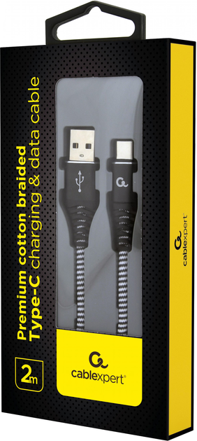 Кабель Cablexpert USB — USB Type-C 2 м Black/White (CC-USB2B-AMCM-2M-BW) - зображення 2