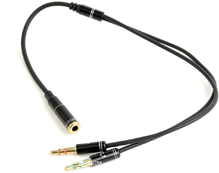Stereofoniczny kabel audio Cablexpert CCA-418M 3,5 mm F - 2x3,5 mm M 0,2 m Czarny - obraz 1