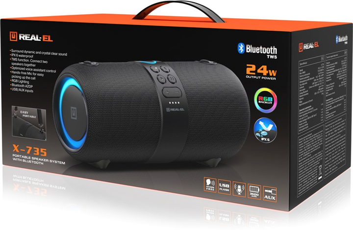 Głośnik przenośny Real-El X-735 Black (EL121600011) - obraz 12
