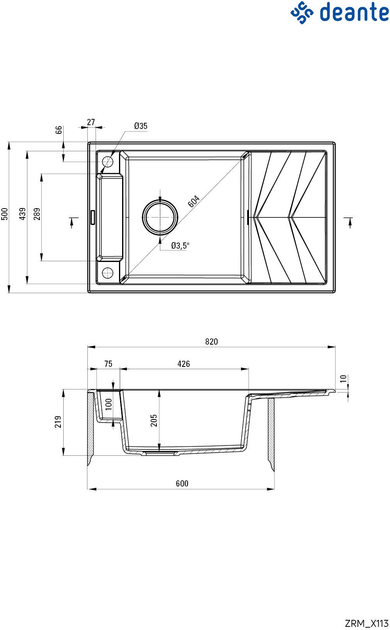 Кухонна мийка DEANTE Magnetic 820х500х219 мм (ZRM_G113) - зображення 5