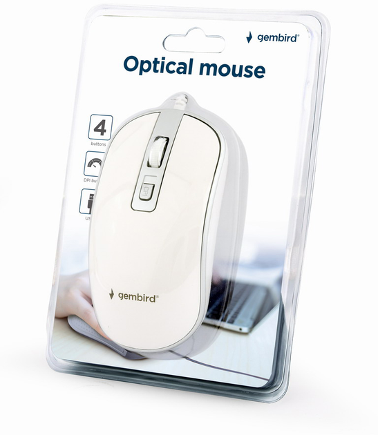 Mysz Gembird MUS-4B-06-WS USB Biała/Szara - obraz 3