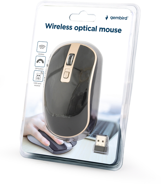 Миша Gembird MUSW-4B-06-BG Wireless Black-Gold - зображення 4