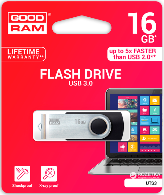 Pendrive Goodram UTS3 16 GB USB 3.0 (UTS3-0160K0R11) - obraz 3