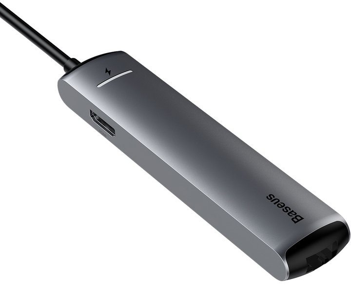 Hub USB Baseus Mechanical Eye Six-in-one Type-C (PD 87W) CAHUB-J0G na USB 3.0 x 3 + HDMI + RJ45 Ethernet + Type-C PD szary (16634) - obraz 3