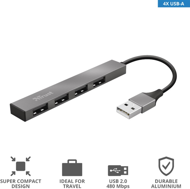 USB-хаб Halyx Aluminium 4-Port Mini USB Hub (tr23786) - зображення 6