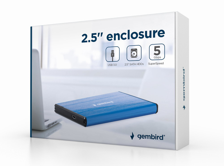 Kieszeń zewnętrzna Gembird na 2,5" SATA USB 3.0 ciemnoniebieska (EE2-U3S-3-DB) - obraz 2