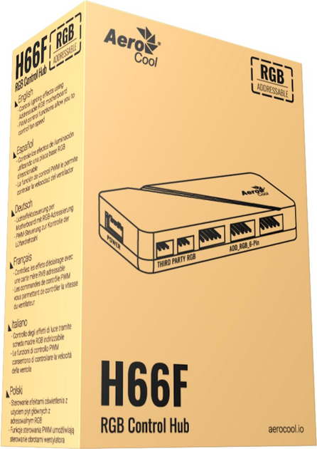 Hub do sterowania oświetleniem RGB Aerocool H66F 6 x 6-pin ARGB + 2 x 3-pin 5V (H66F HUB) - obraz 5