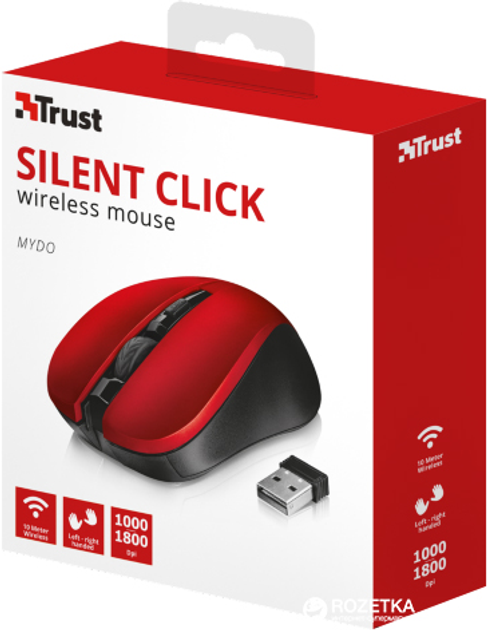 Mysz Trust Mydo Silent Wireless czerwona (TR21871) - obraz 6