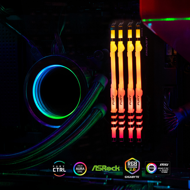 RAM Kingston Fury DDR4-2666 16384MB PC4-21300 (zestaw 2x8192) Bestia RGB Czarny (KF426C16BBAK2/16) - obraz 5