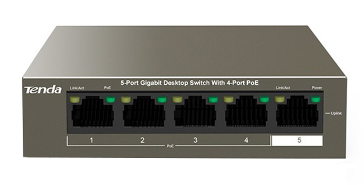 Комутатор Tenda TEG1105P-4-63W 5xGE 5-Port Gigabit Desktop Switch (TEG1105P-4-63W) - зображення 1