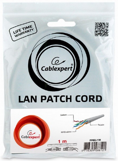Patchcord Cablexpert CAT6 UTP 1m Szary (PP6U-1M) - obraz 3