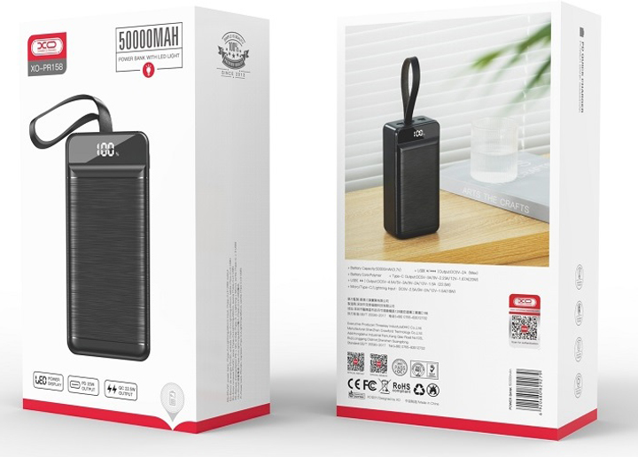 УМБ XO PR158 50000 mAh 20W PD+QC Black (1283126558597) - зображення 5