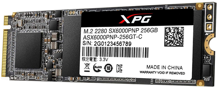 ADATA XPG SX6000 Pro 256GB M.2 2280 PCIe Gen3x4 3D NAND TLC (ASX6000PNP-256GT-C) - зображення 2