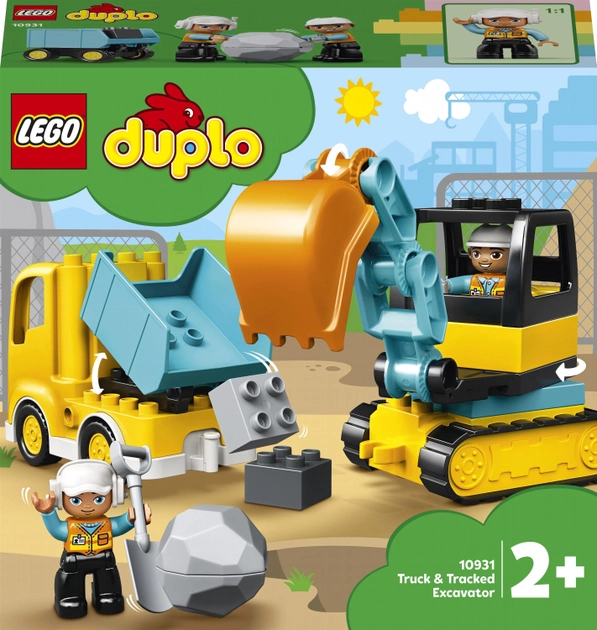 Zestaw klocków LEGO DUPLO Town Ciężarówka i koparka gąsienicowa 20 elementów (10931) - obraz 1