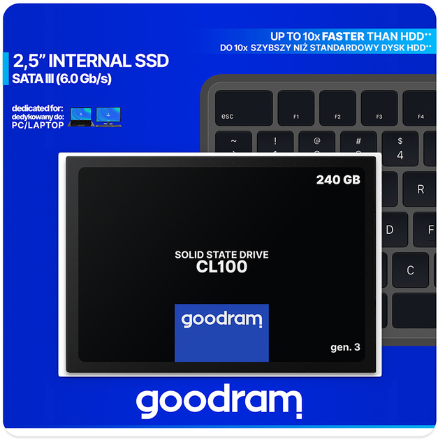 Goodram SSD CL100 Gen.3 240GB 2.5" SATA III 3D NAND TLC (SSDPR-CL100-240-G3) - зображення 3