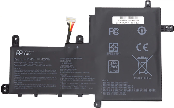 Аккумулятор PowerPlant для ноутбуков ASUS VivoBook S15 (B31N1729) 11.4 V 3653 mAh (NB431632) - Фото 1 Аккумулятор PowerPlant для ноутбуков ASUS VivoBook S15 (B31N1729) 11.4 V 3653 mAh (NB431632) - изображение 1