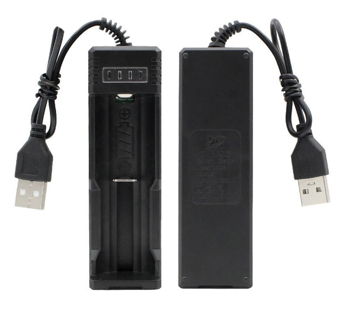 USB зарядное устройство 1 слот, для аккумуляторов 18650, 26650, 14500 и прочих с индикатором зарядки - изображение 2
