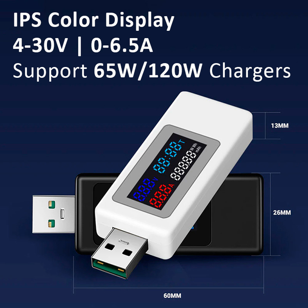 USB тестер тока напряжения емкости KEWEISI KWS-V30 QC3.0 / 4-30V / 195W ...