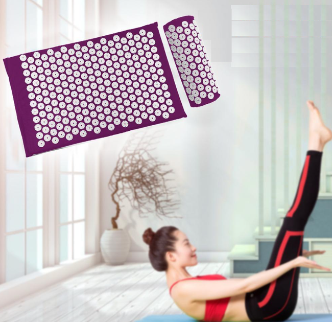 Килимок ортопедичний масажний Фіолетовий Acupressure mat з подушкою Іплікатор Кузнєцова - зображення 5