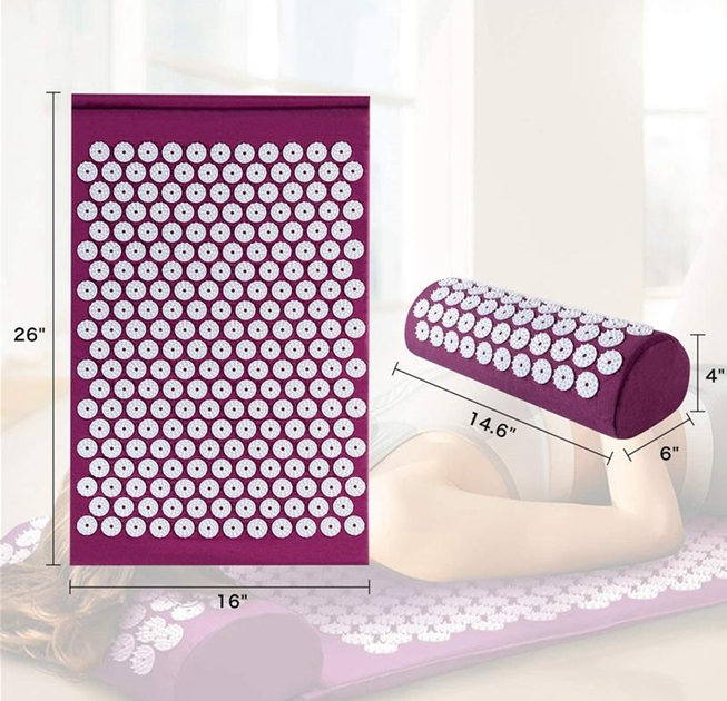 Килимок ортопедичний масажний Фіолетовий Acupressure mat з подушкою Іплікатор Кузнєцова - зображення 8